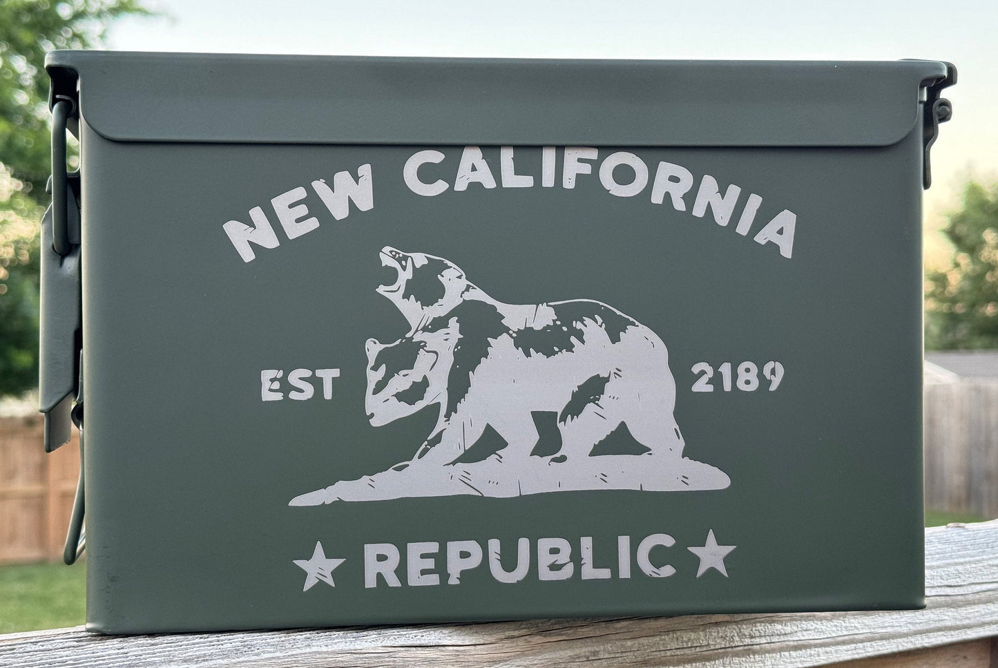 New California Republic Custom Engraved 50 Caliber Waterproof Ammo Box – Fallout Theme – Steel Construction, 12 x 6 x 7.5 inches