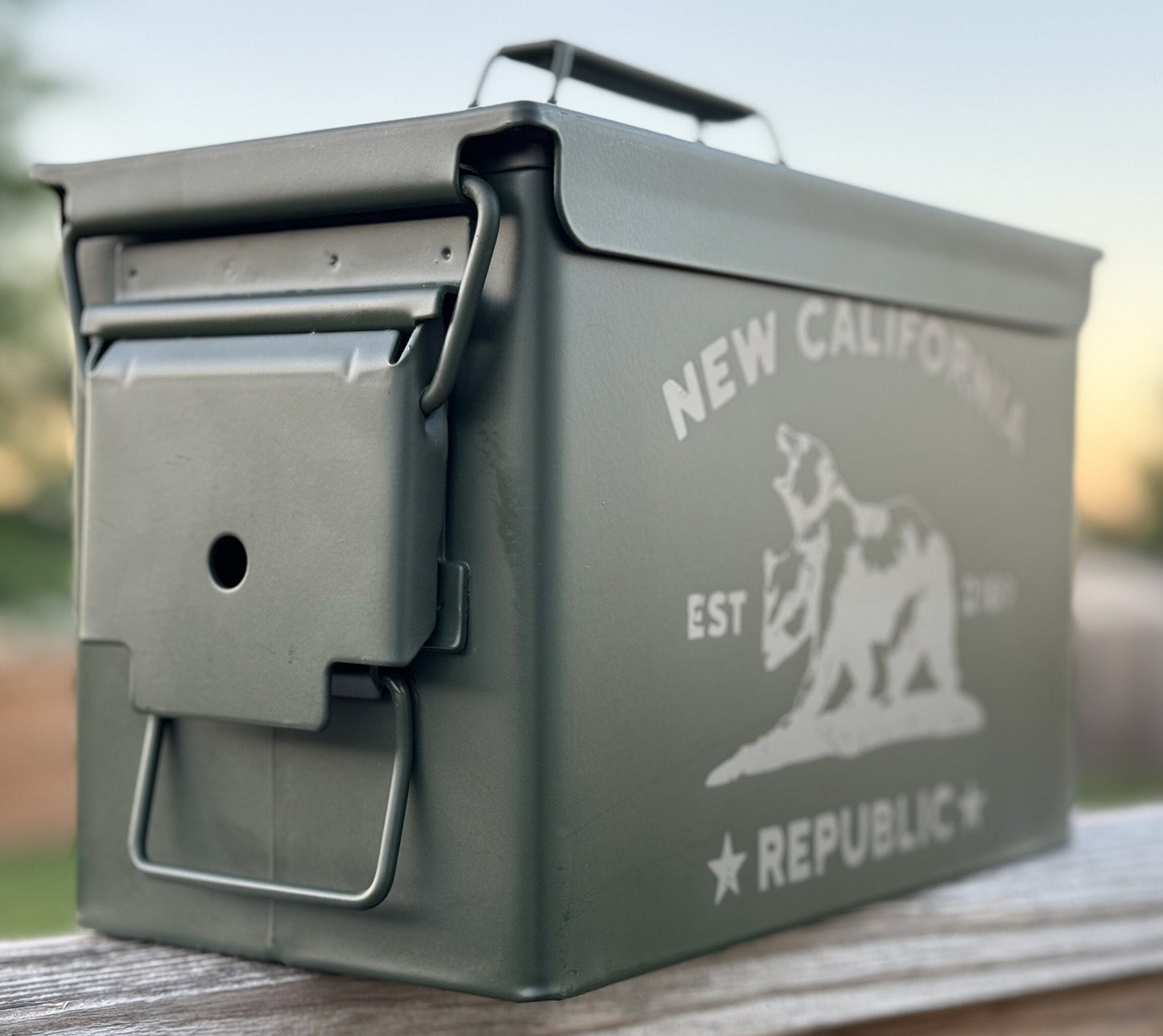 New California Republic Custom Engraved 50 Caliber Waterproof Ammo Box – Fallout Theme – Steel Construction, 12 x 6 x 7.5 inches