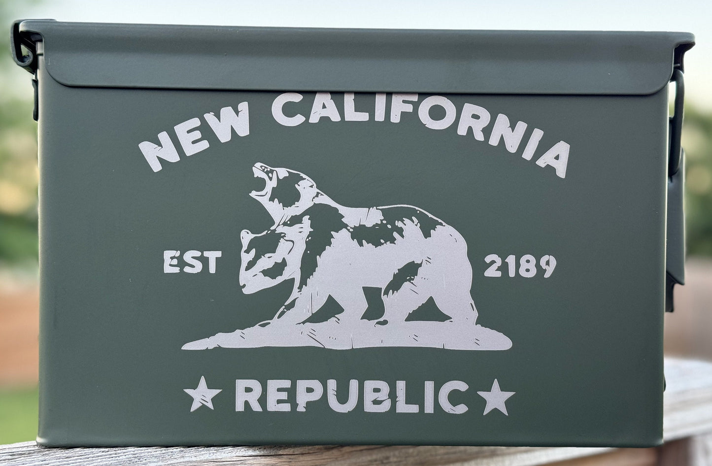 New California Republic Custom Engraved 50 Caliber Waterproof Ammo Box – Fallout Theme – Steel Construction, 12 x 6 x 7.5 inches