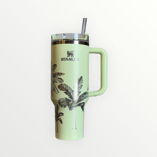 Vaca Palms 40oz Cream and Copper Tumbler Custom Engraved - Stainless Steel with Straw and Lid