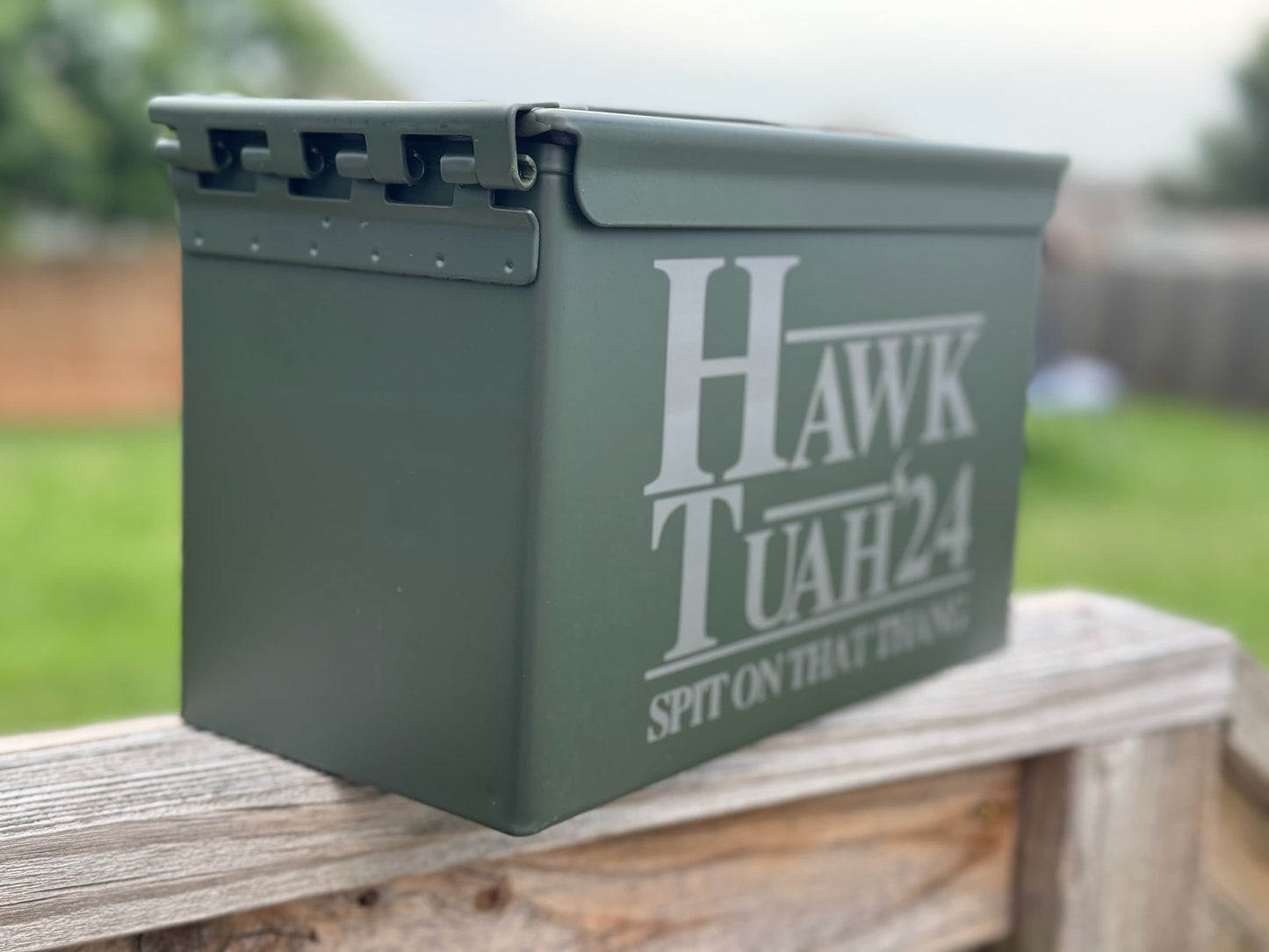 Hawk Tuah 24! Spit on that thang! Theme'd Custom Engraved 50 Caliber Ammo Box