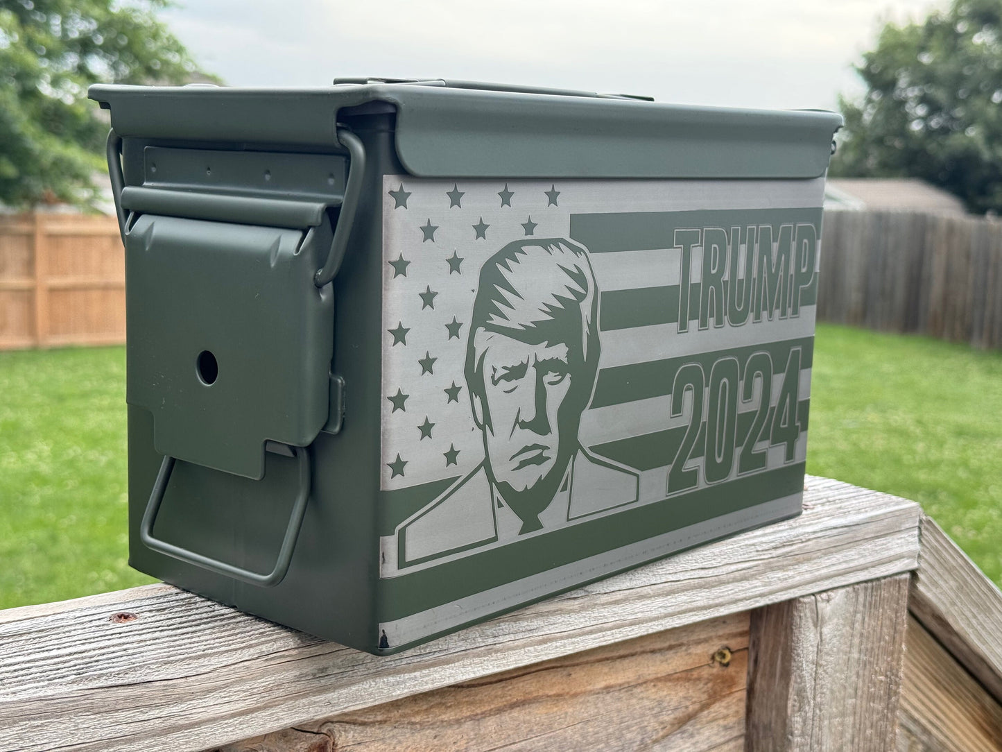 Donald Trump 2024 Election Theme  Patriotic Design for Supporters - 50 Caliber Ammo Box